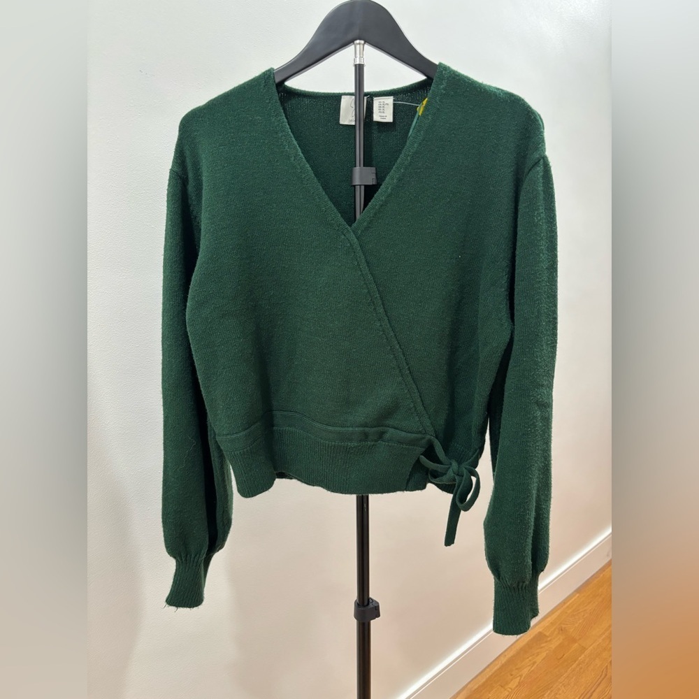 304. Joie Deep Green V-Neck Wrap Sweater